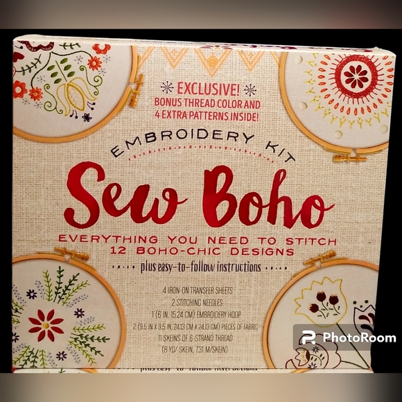 Sew-Boho Other - 🧵Sew Boho 🧵Embroidery Kit🧵 with 12ea Boho-Chic Designs 🧵NWT